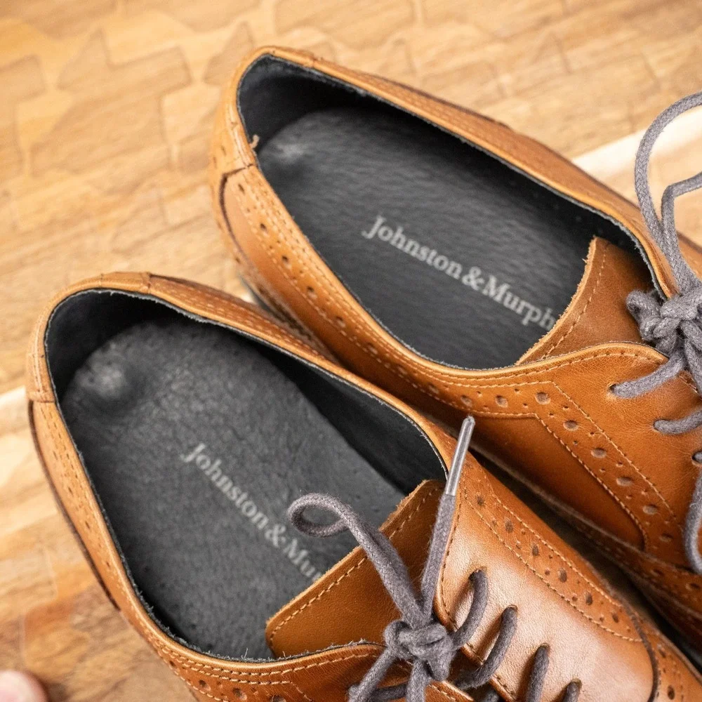 Johnston Murphy Tyndall Flex System Wing Tip Oxford Brown Mens 8 M Shoe‎ 59-1592